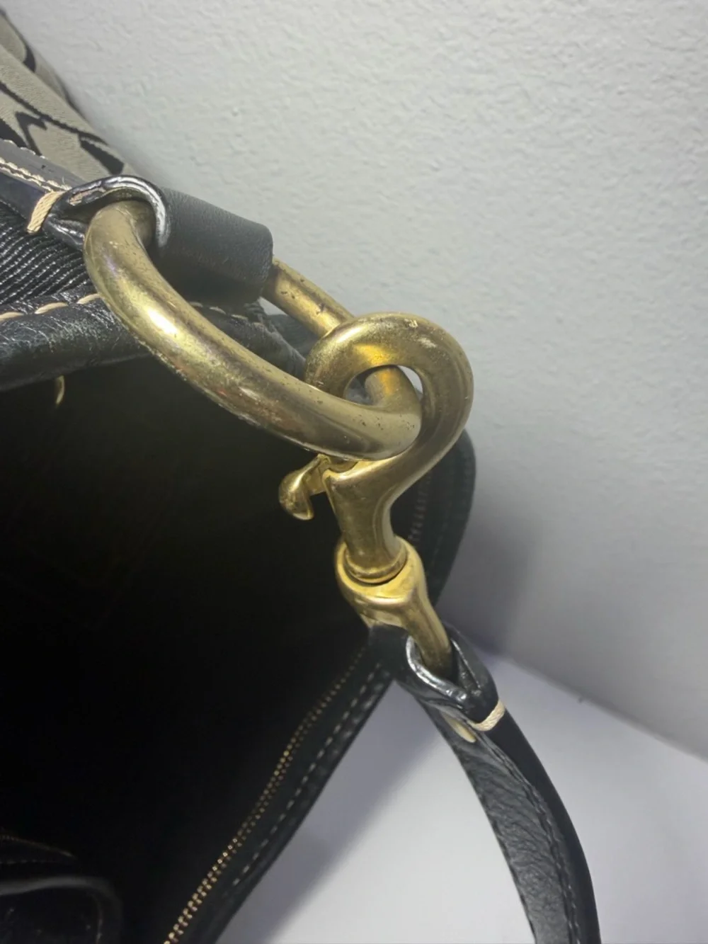 Coach Black and Gray Signature Canvas Shoulder Bag - Picture 12 of 14